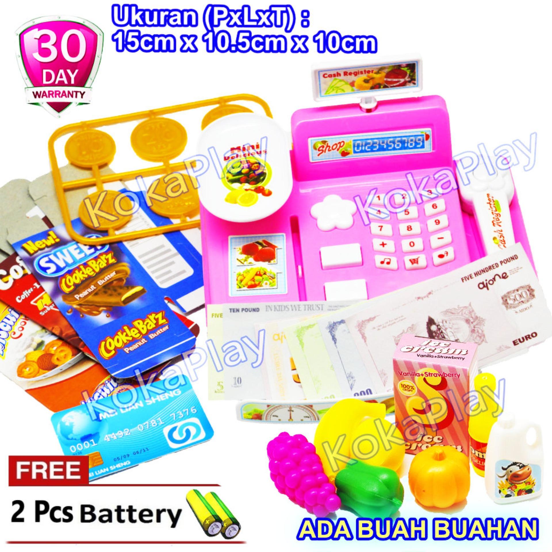 KokaPlay Cash Register Princess Barbie 3138A Mainan Anak Edukasi Laki Laki Perempuan Kasir Kasiran Keranjang Buah Buahan Belanja + Free 2 Baterai