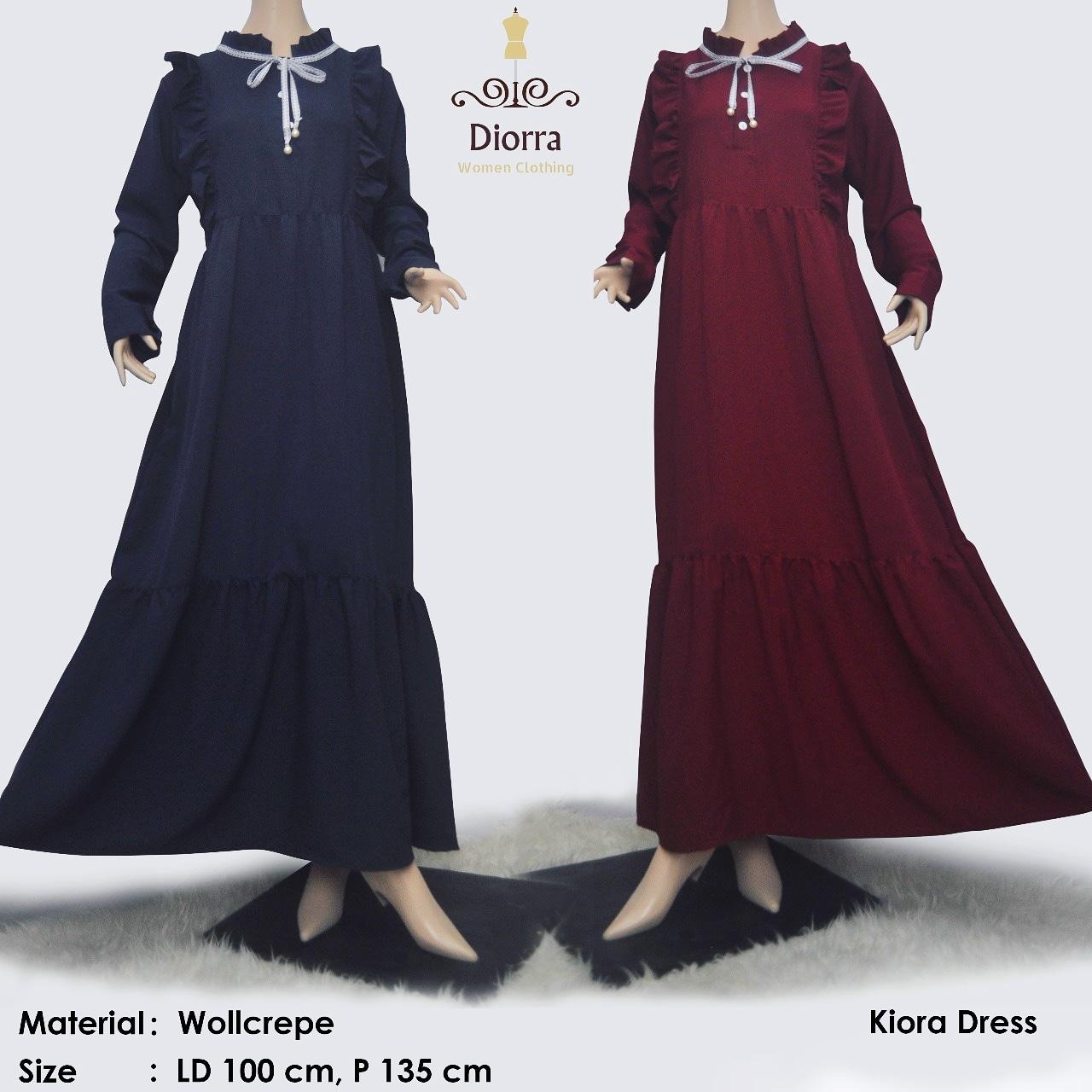 Kiorra Dress Ruffle| Gamis Remple Kawaii warna hitam, pastel| longdress import