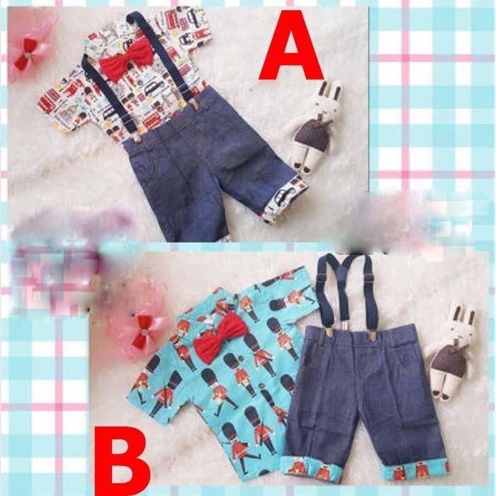 Baju Bayi Laki Setelan Kemeja Bayi suspender Dasi Kondangan London
