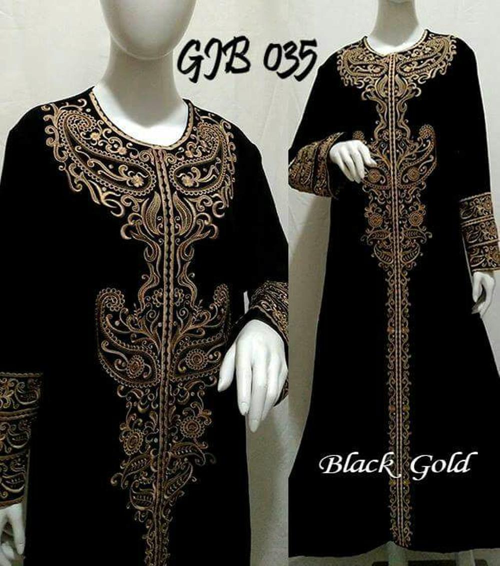 Gamis Abaya Hitam eklusive, Gamis Pesta Bordir, Abaya Arab S- GJB 052 di lapak Koko Gaul kokogaul