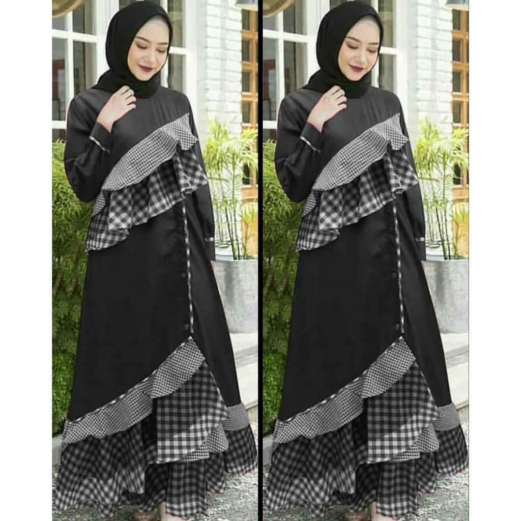 JAKARTA GROSIR - ajijah black mc Fashion Dress / Atasan / Tunik / size M, L dan XL
