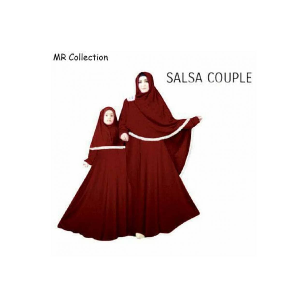 BAJU BUSANA MUSLIM GAMIS SALSA COUPLE UNGU IBU DAN ANAK PLUS HIJAB