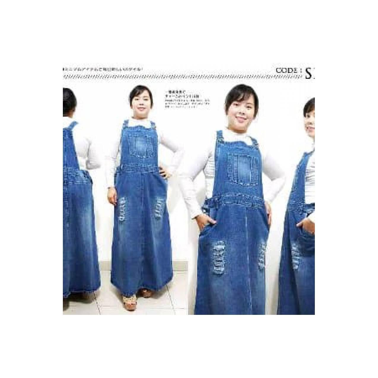 Overall jeans big size jumbo rok werpak tanpa inner jumpsuit XXXL XX