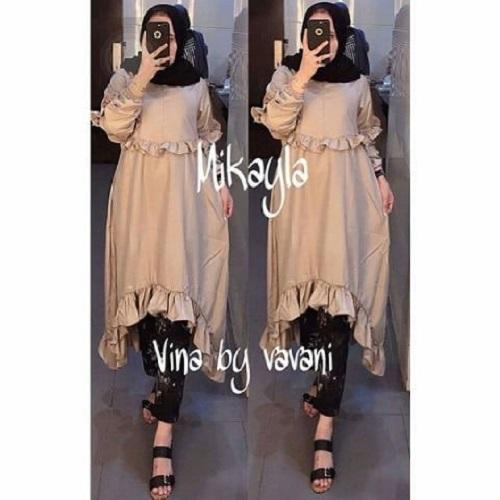 “MIKAYLA IKN” Long Tunik Gamis Bahan Balotely Wolfice Katun Rubiah Spandek Panjang Hijab Casual Pakaian Wanita Trand Terbaru Fashionable