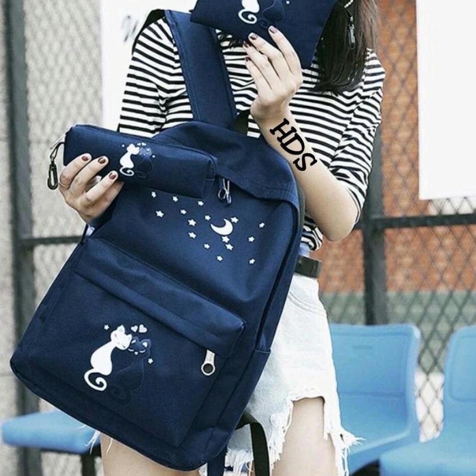 PROMO Tas Sekolah Anak 4in1 LOVE CAT Tas Anak/Tas Wanita/tTas Pria/Tas Ransel