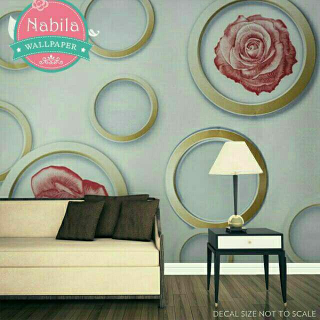 Wallpaper sticker dinding motif rose of thr ring