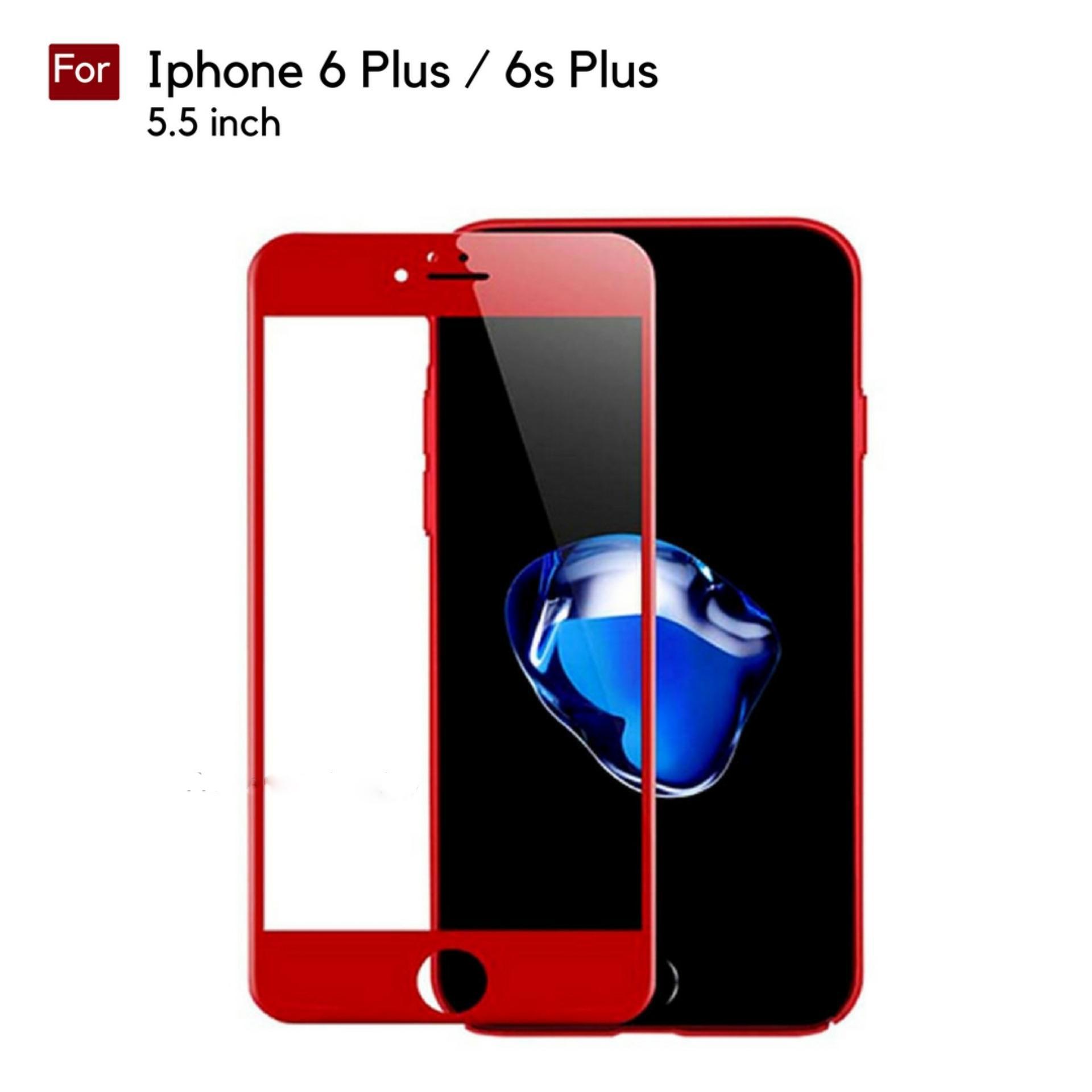 RenzanaAcc Tempered Glass Warna Full Corning Screen Protector For Iphone 6 Plus / 6s Plus (5.5 inch) - Merah