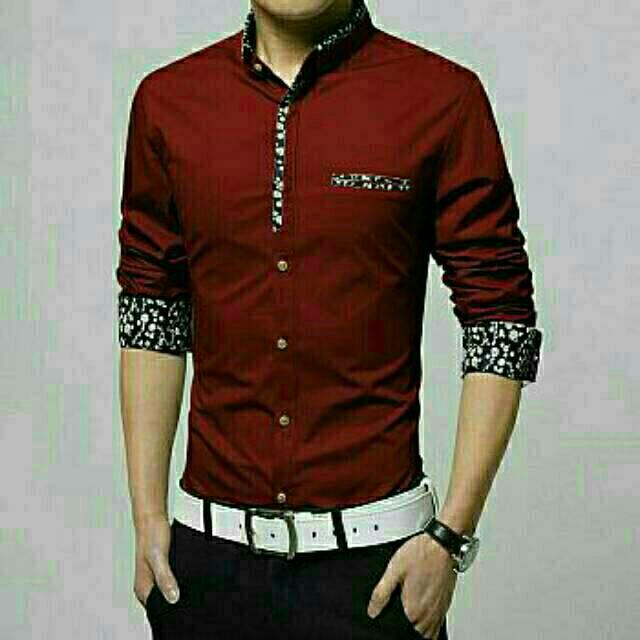 jktcollection kemeja formal SLIM FIT 5 warna/kemeja NANDO BATIK MARON/kemeja kantor/atasan pria/HEM kemeja kerja