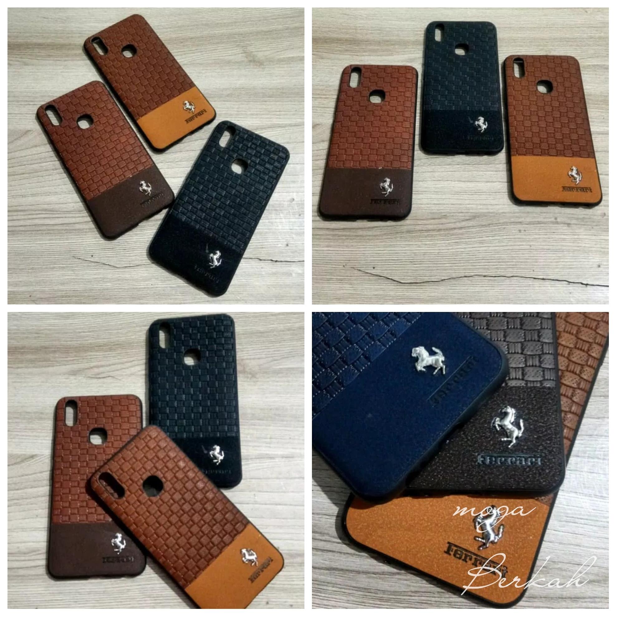 Case vivo V9 case leather logo ferari vivo v9 pro case kulit sintetis vivo v9 plus