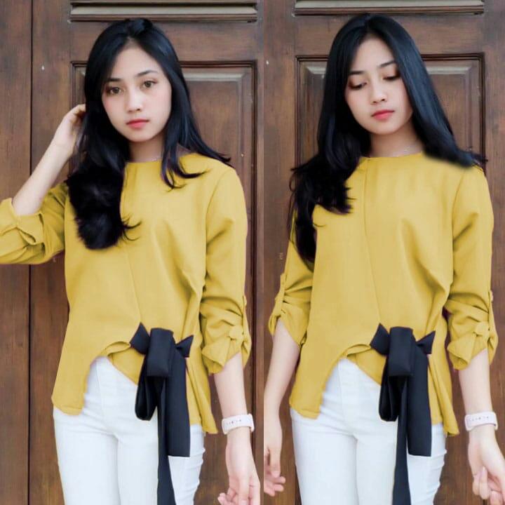 J&C Blouse Askar Mustard / Blouse Wanita / Atasan Wanita / Blouse Korea / Atasan Muslim / Blouse Kasual / Casual Blouse