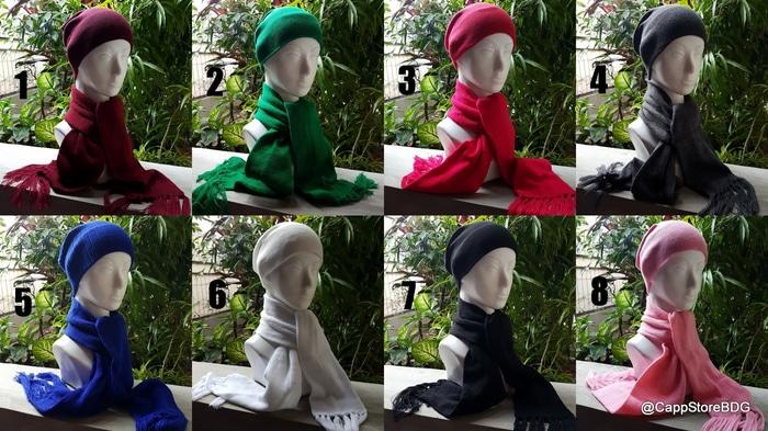 Terbaru!! Topi Kupluk Set Syal Dan Beanie Rajut Dewasa Bea-Set - ready stock