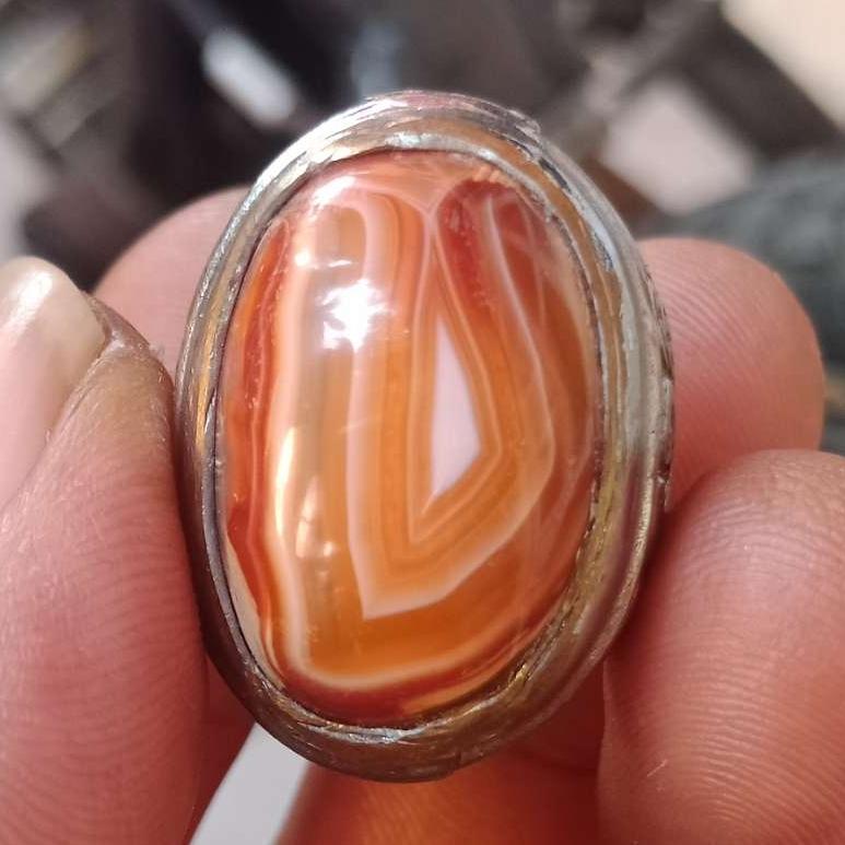 Natural Batu Cincin Gambar Kantong Semar Unik