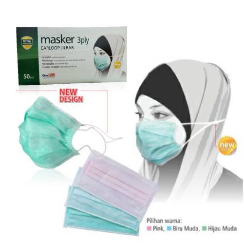 masker one med karet untuk hijab isi 50 kesehatan berkendara motor 3 ply