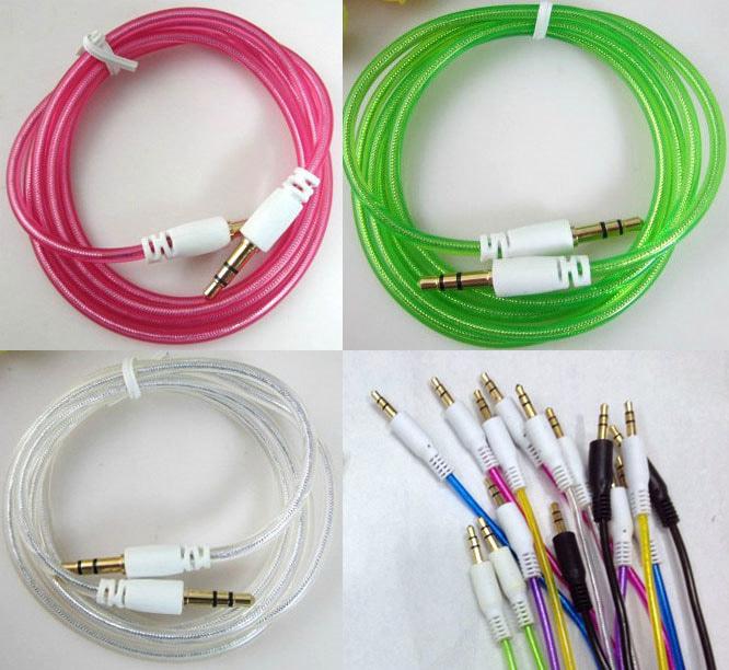 Kabel Aux Audio Male To Male 1 In 1 warna gepeng Hp Jack 3,5mm Kabel 1 M Speaker