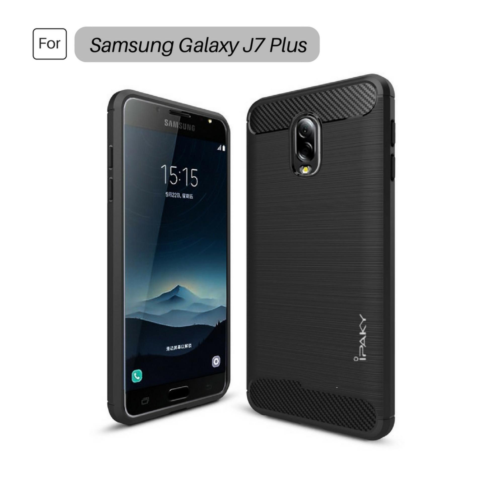 Annisa Store Super Premium Quality Carbon Shockproof Hybrid Case for Samsung Galaxy J7 Plus C710 Dual Camera - Black