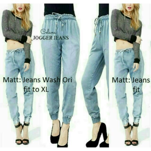 Gamis Wanita - CELANA JOGGER JEAN WASH ORI
