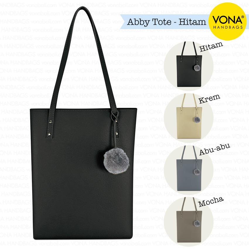 VONA Abby - Tas Bahu Wanita Tote Pompom Bulu Shoulder Bag Pom pom Sekolah Kerja Handbag Gendong Remaja Cewek Tali Zipper Murah Korean Style Fashion Buatan Bali Indonesia Kulit Imitasi Sintetis PU Faux Leather Best Seller New Arrival Baru Terbaru Branded
