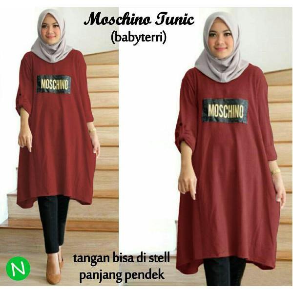 Promo Hari Ini Cn 62217 Maxi Moschino Dress Terusan Gamis Syari Wanita Murah Simple Elegan Hijab