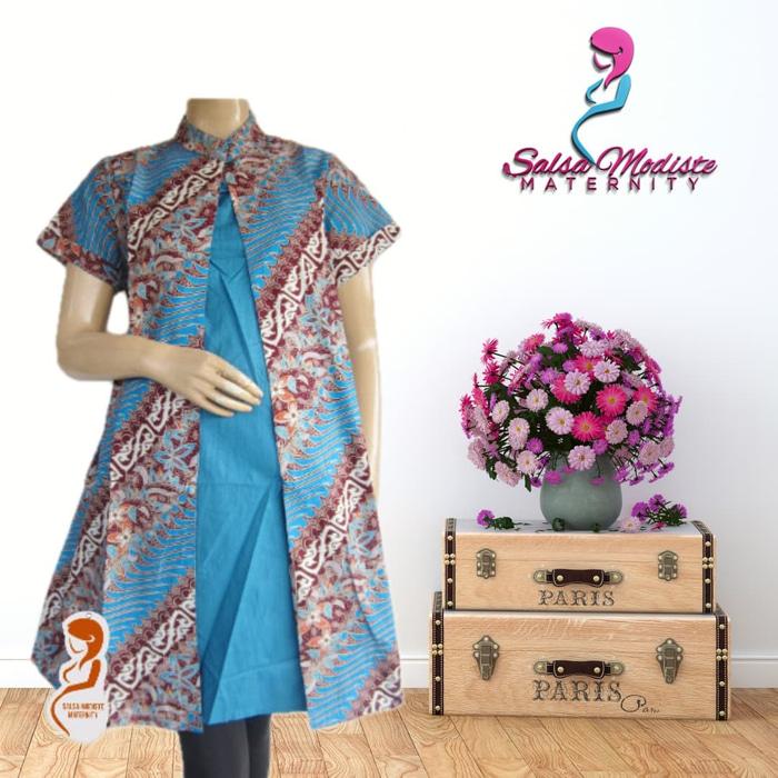 Dress Hamil Dan Menyusui Kerja Batik Pias Dhs402 / Mama Hamil / Dress Hamil / Kemeja Hamil / Ibu Hamil Menyusui / Baju Hamil Kantor/ Baju Hamil Gaya / Baju Hamil Modern