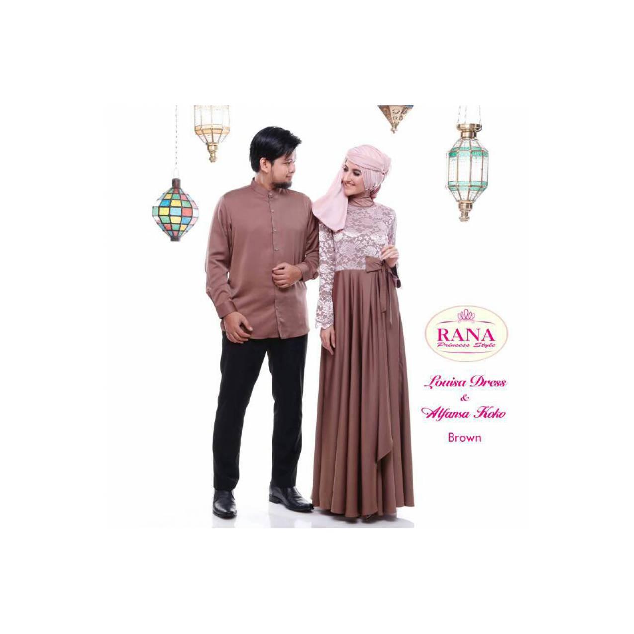 Rana Sarimbit Gamis Pesta Syari Brokat Cantik Louisa Coklat