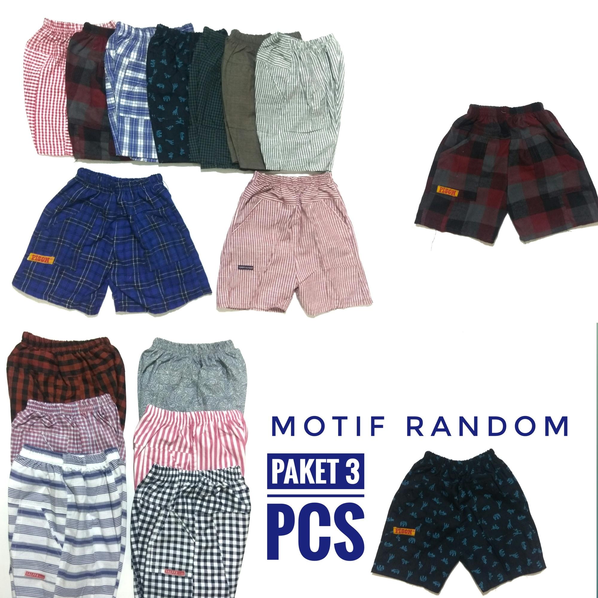 paket 3 pcs celana santai anak motif dan polos size s m dam L