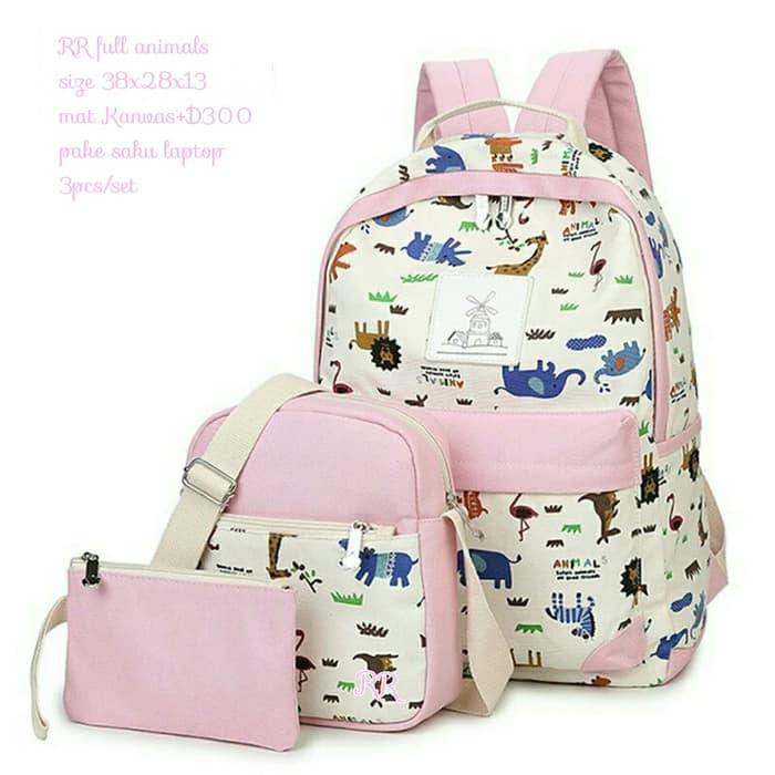 Tas Ransel Anak Cowok Cewek Sekolah an Binatang Bagus dan Unik - Hitam