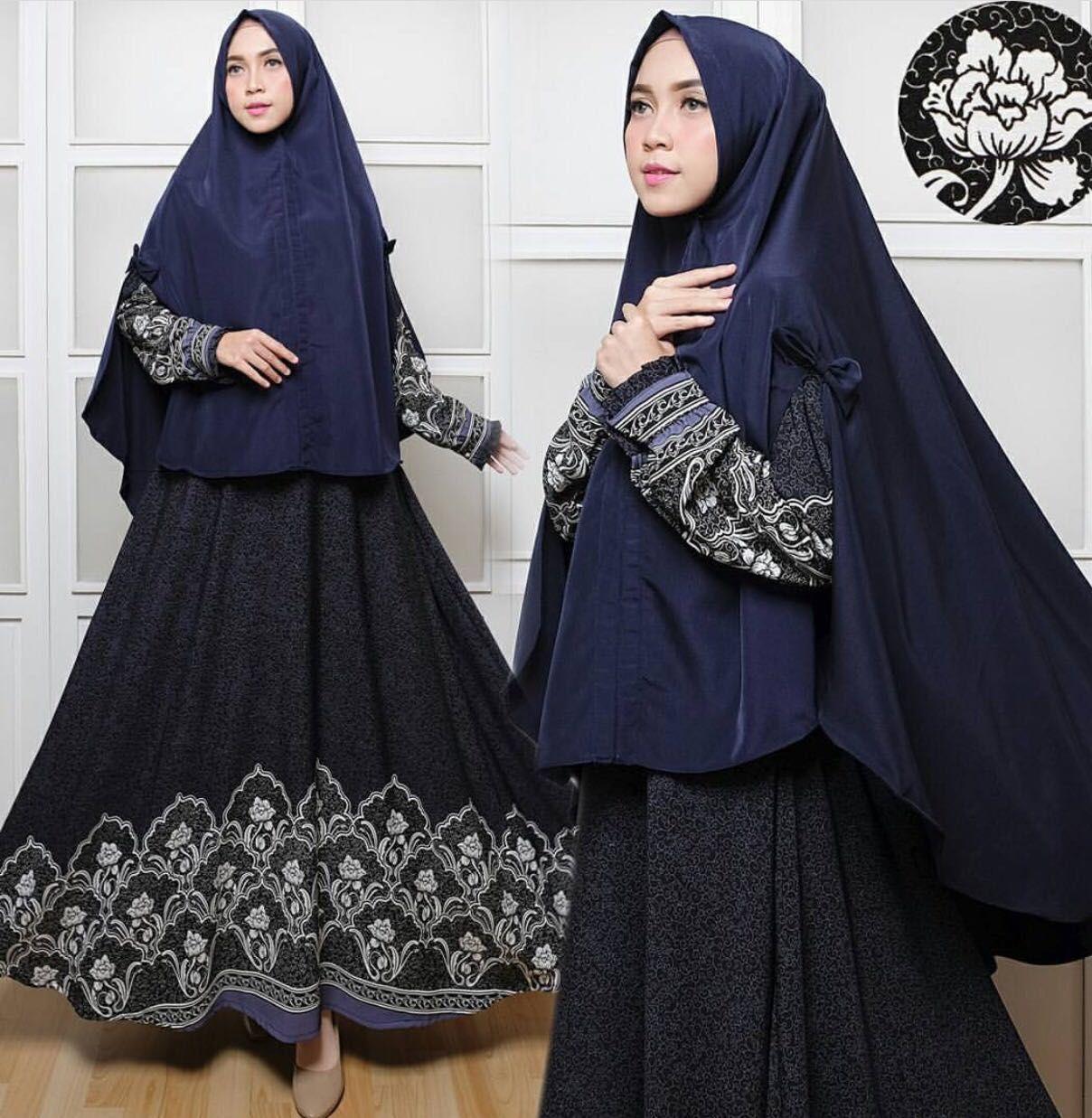 Gamis syari khimar pinguin panjang batik cantik keren real pict branded original