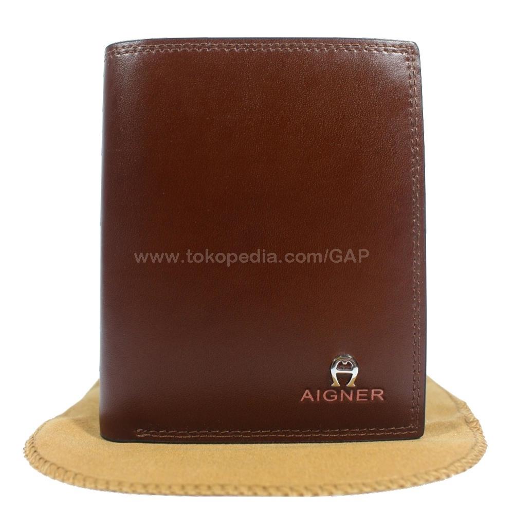DOMPET KULIT PRIA BERDIRI IMPORT BRANDED | AIGNER 023-014# BROWN