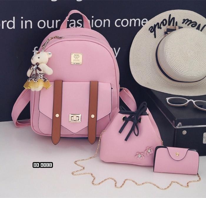 PROMO HARI INI TAS RANSEL LV PINK (TANPA BONEKA DAN TOPI) TERLARIS