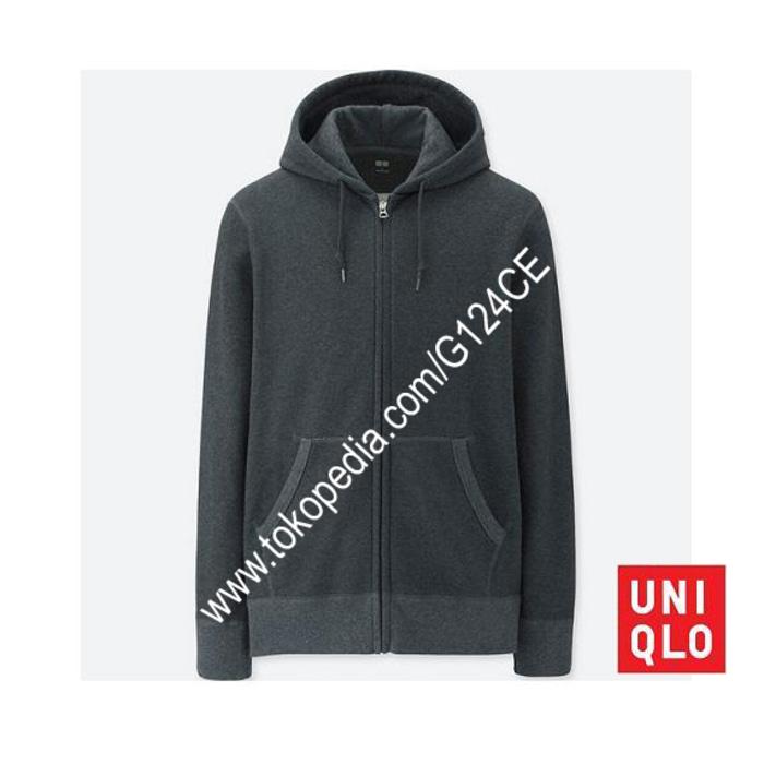 Jaket Pria Uniqlo Sweat Hoodie Retsleting 400330 Abu Tua Dark Grey 08