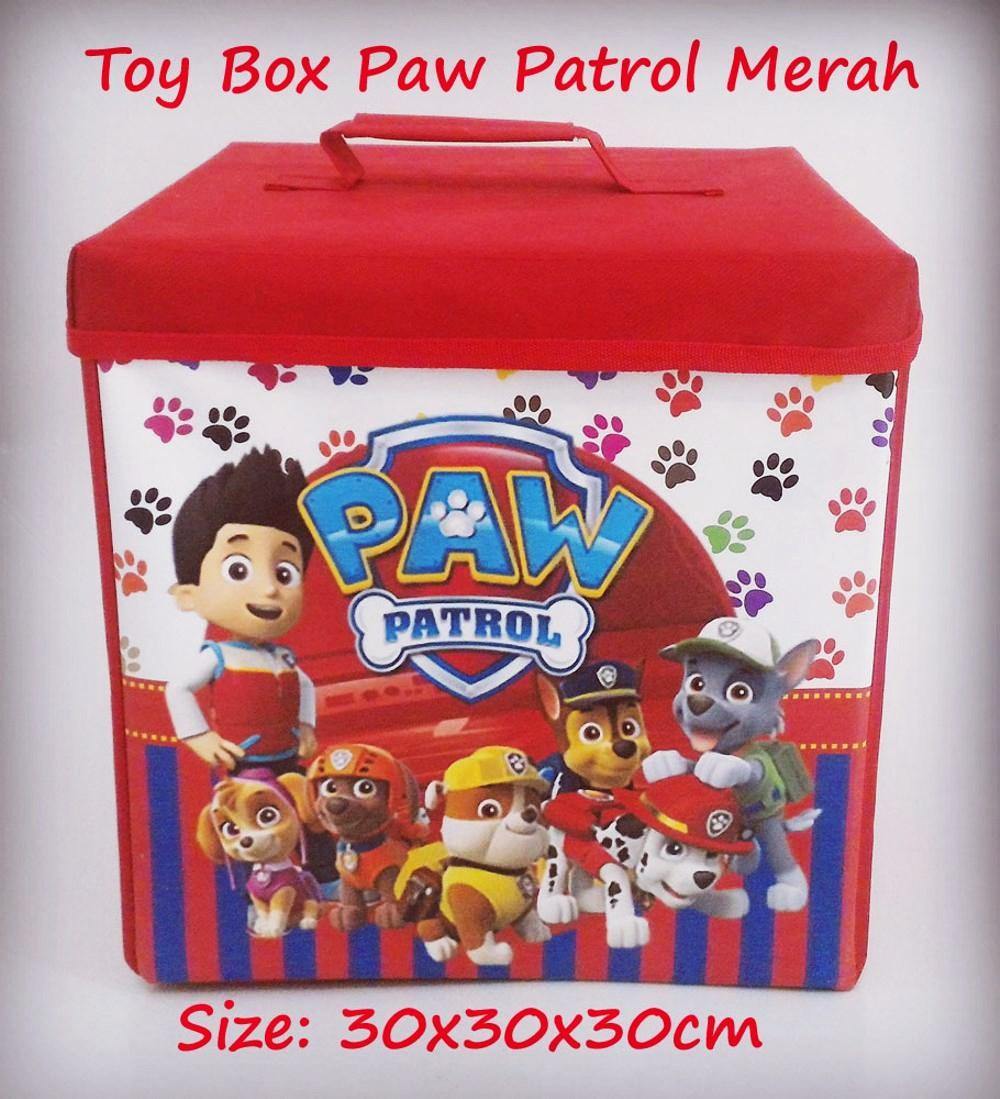 Toy Box Triplek Paw Patrol Merah Bisa Dilipat Kotak Mainan Karakter Lucu Awet dan Muat Banyak