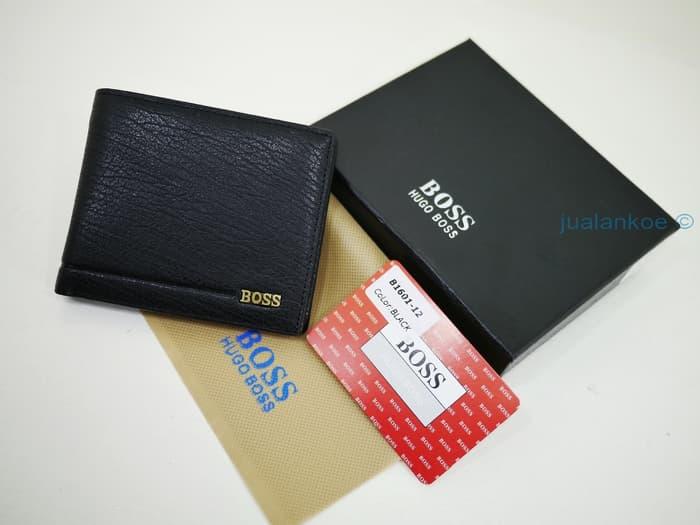 Diskon 10%!! Dompet Kulit Pria Hugo Boss Dk1601-12 Black - ready stock