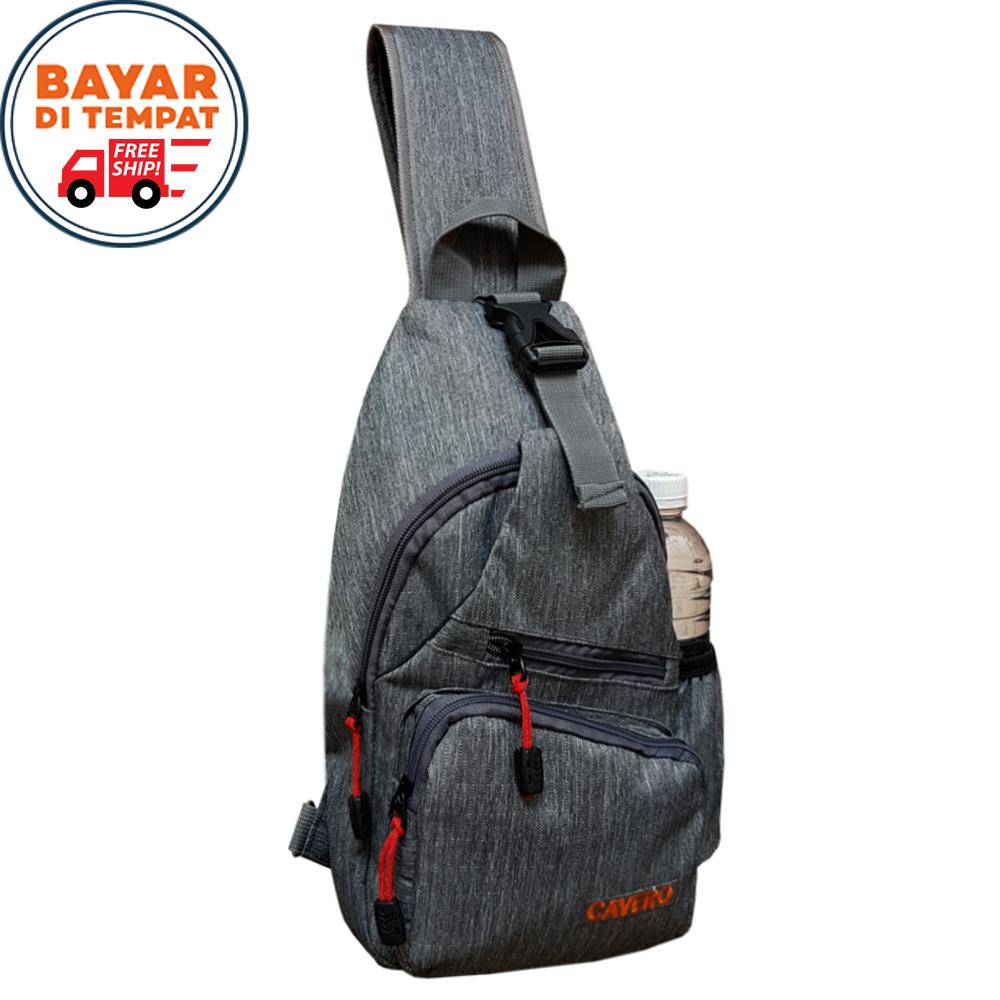 Free Shipping - Tas Pria M0772 Tas Selempang Pria Tas Sling Bag Tas Waistbag Tas Ransel Tali Satu Tas Gadget Tas HP Tas Smartphone Tas Olah Raga Tas Futsal Tas Outdoor Tas Korea Tas Selempang Korea Original - Grey