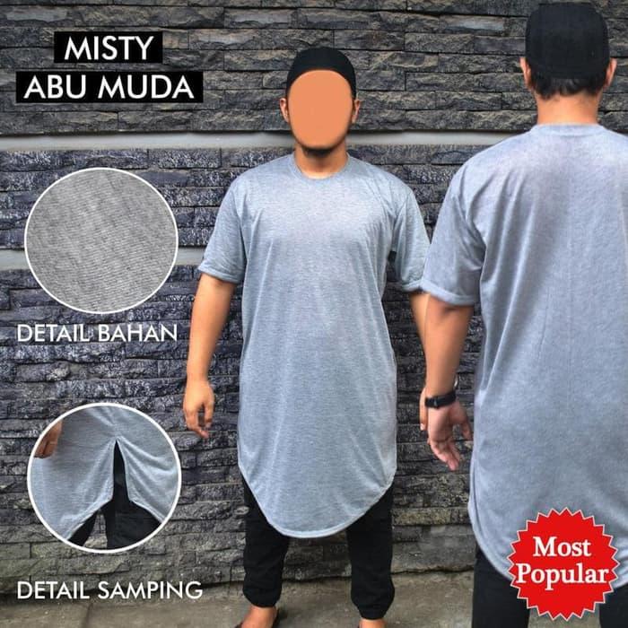 BEST SELLER!!! kaos gamis pakistan cowok ter baru lengan pendek abu muda modern baju