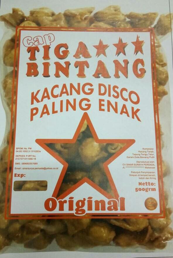 Tiga Bintang - Kacang Disco Paling Enak - Khas Makassar 2 pcs @500 gr