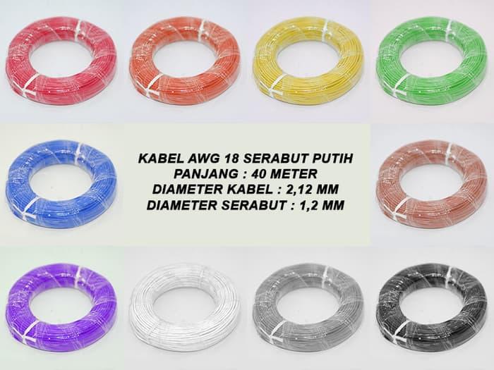 Kabel AWG 18 Serabut Putih 40 Meter