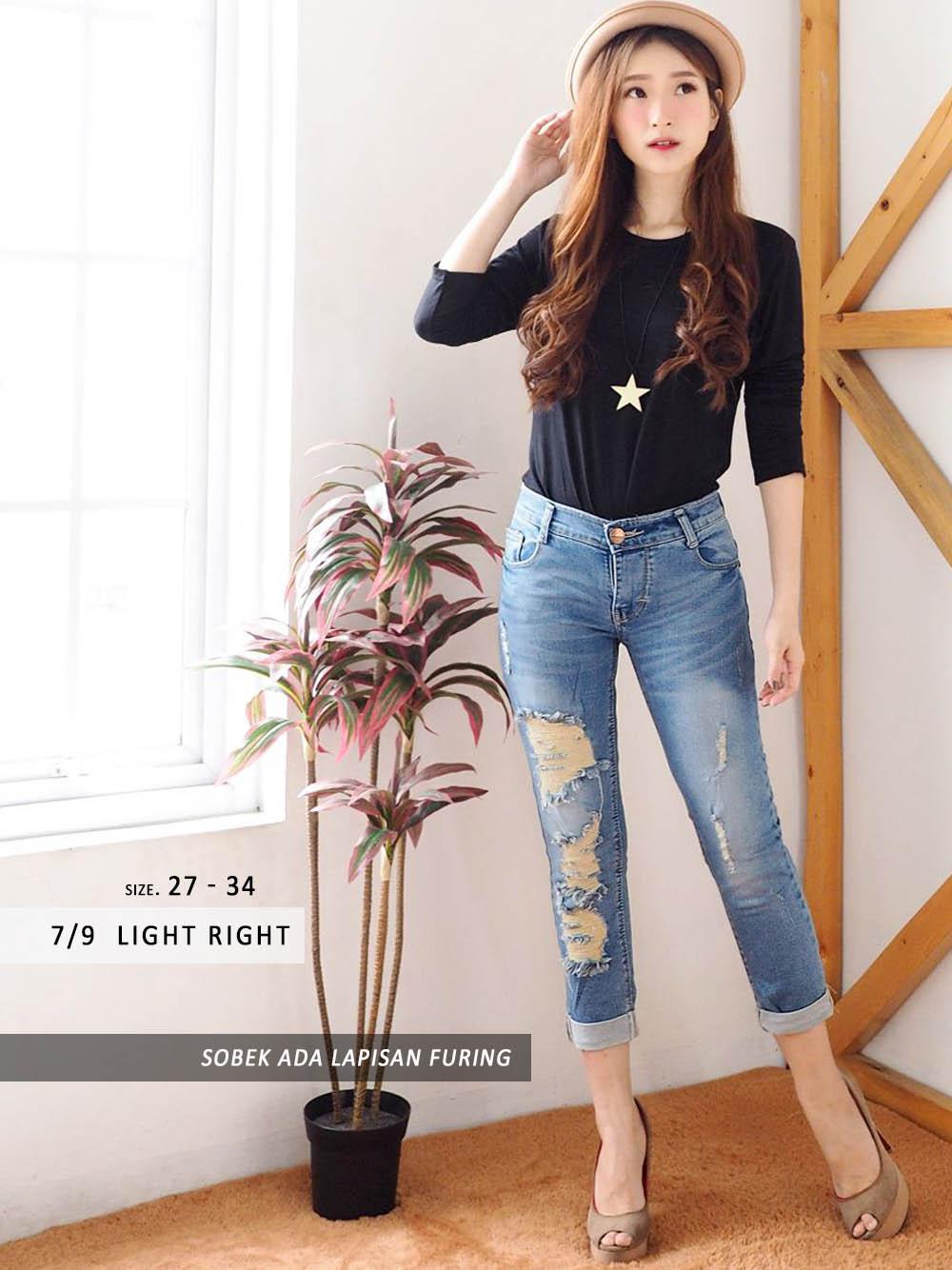 Celana Jeans Ripped Wanita - LIGHT RIP CYB KOMBINASI (uk 27-34) Ancien Store