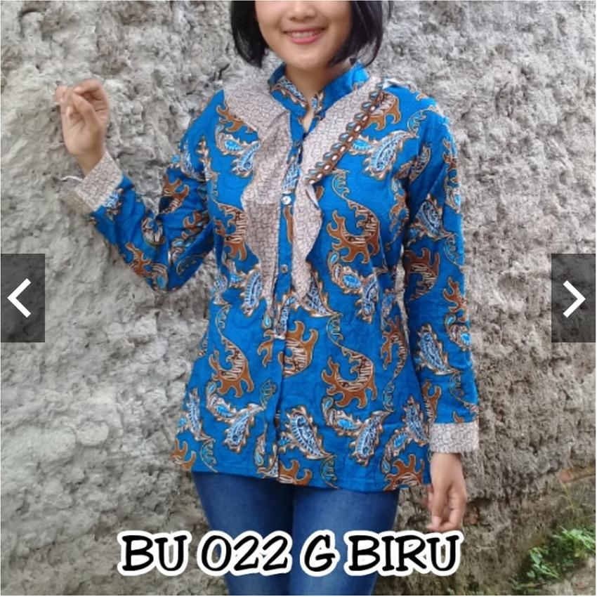 TotallyGreatShop Blus Batik Wanita Kekinian - Trendy - Seragam Kerja Eksklusif Cantik Elegan - 022G