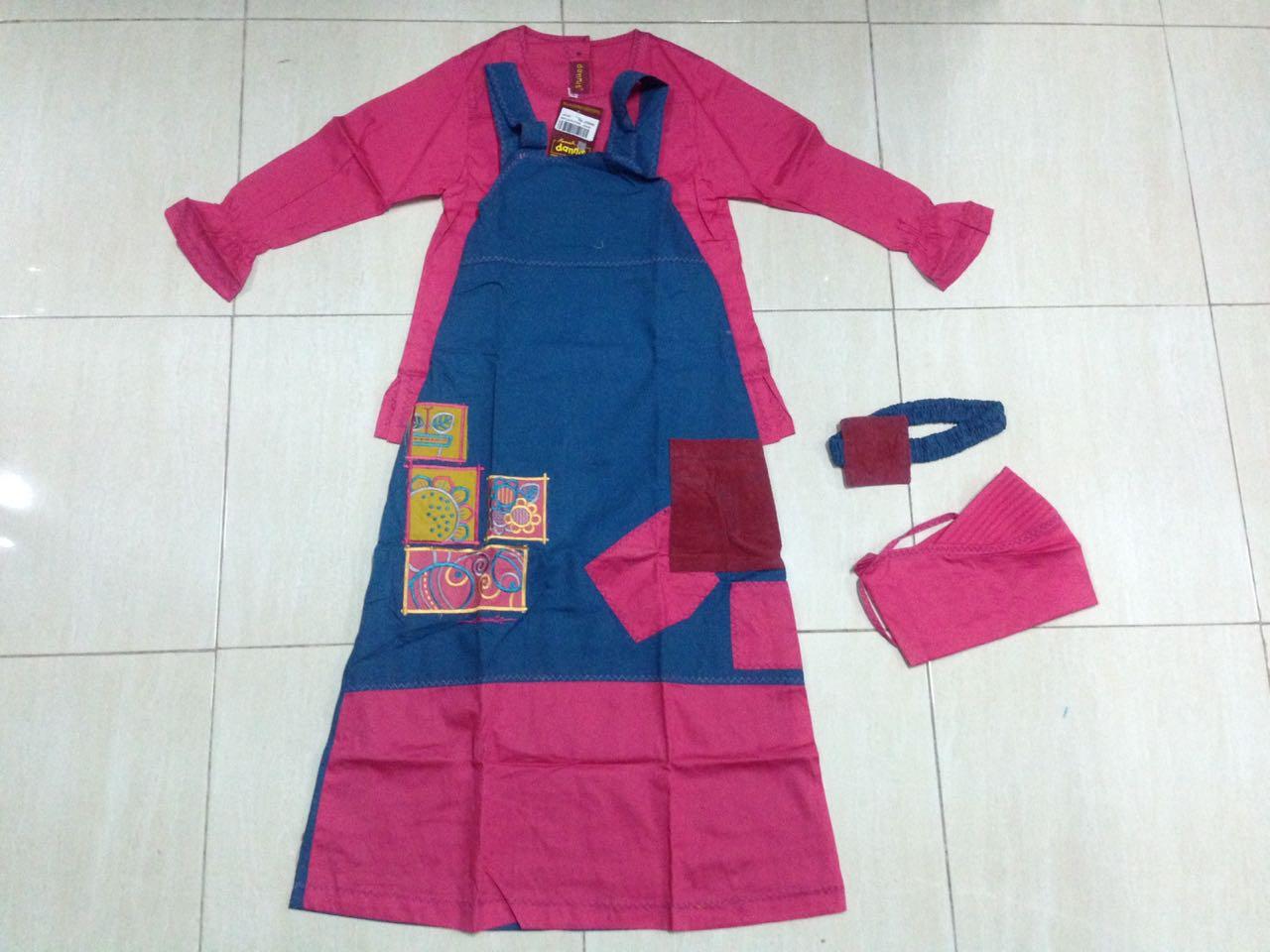 Setelan Overall Dannis Baju Muslim Anak Perempuan tipe Rok A