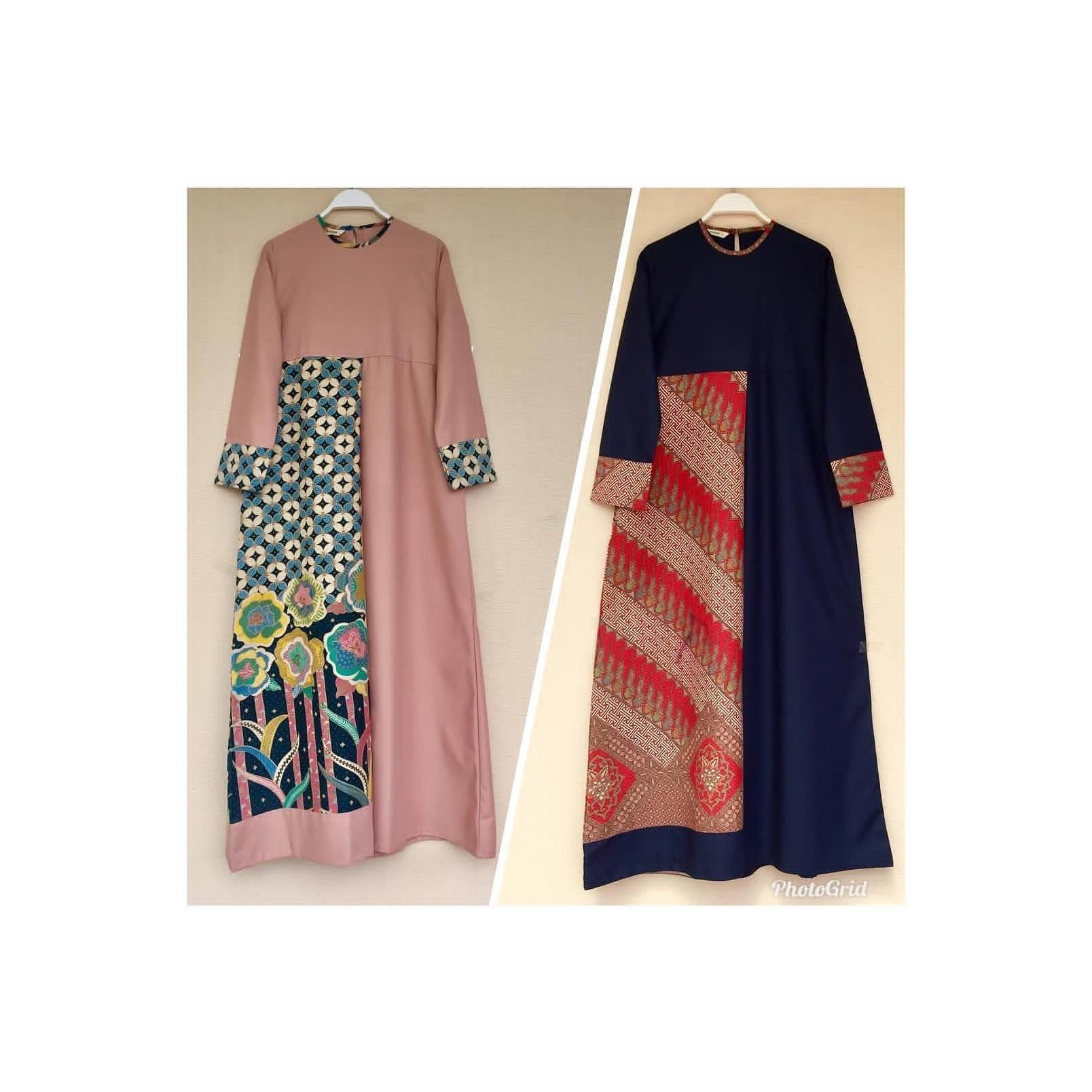 Gamis Kombinasi Batik Dobby + Lapisan Trikot Halus