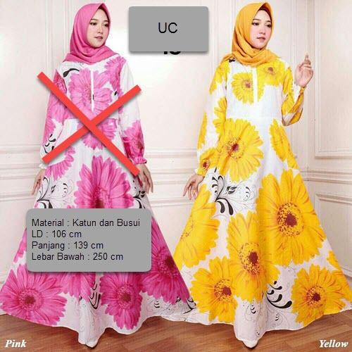 UC Baju Maxi Dress Lengan Panjang / Gamis Syari Busui Motif Bunga / Baju Fashion Muslim Wanita Syar'i / Gaun Pesta Muslimah / Long Dress / Hijab Muslimah / Gamis Modern / Atasan Muslimah Lebaran 2018 XXA (E18) - Merah biru Pink Kuning