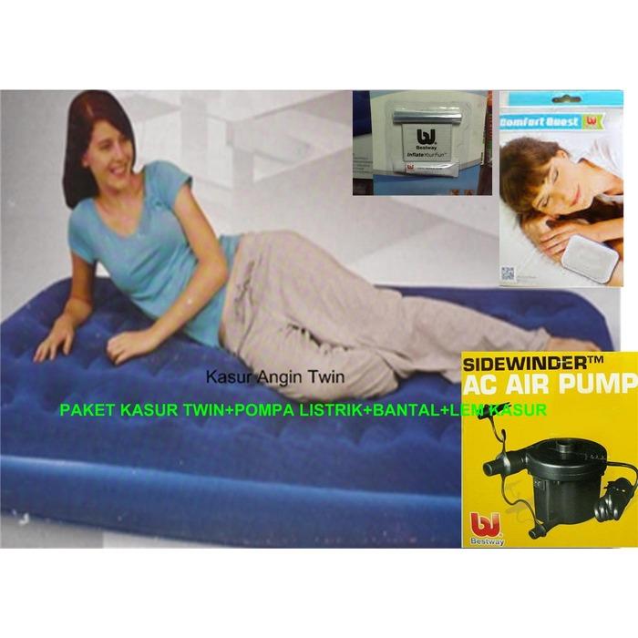 Paket kasur angin twin + pompa Listrik+ bantal + lem kasur / kasur angin terbaru / kasur angin empuk / kasur angin Murah