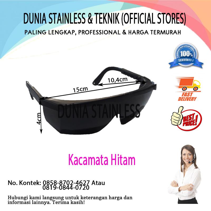 Kacamata Safety hitam gelap las teknik interior gerinda aksesories mobil motor stainless steel besi.