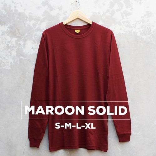 Baju Kaos Polos Lengan Panjang MAROON SOLID Merah Marun Cewek Cowok