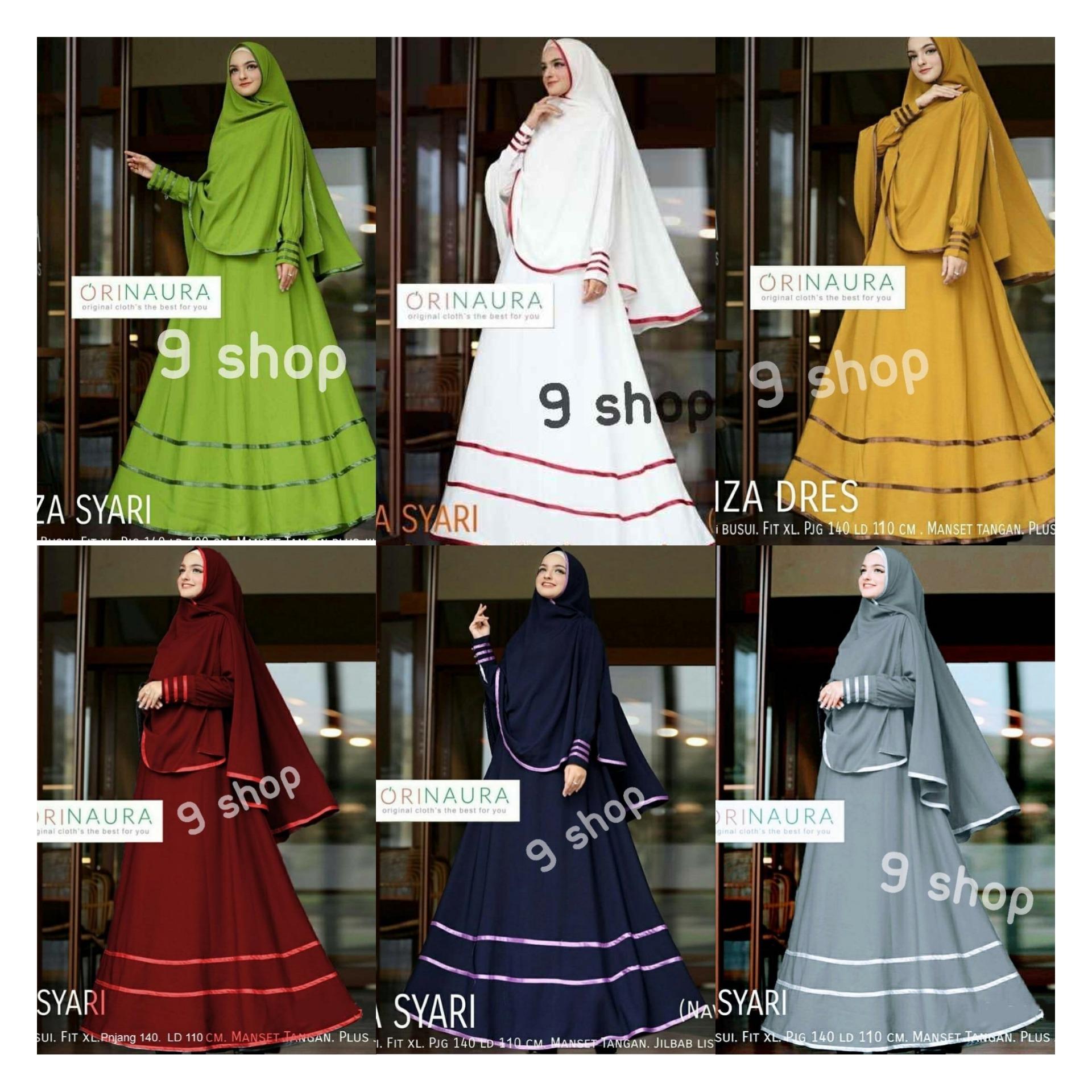 9 Shop Baju Gamis Syari Dress Maxi Muslim Wanita ONZA + Jilbab / Baju Muslim Wanita / Gamis Muslim / Dress Muslimah / Syari'i Muslimah / Gamis Dress / Gamis Emboss / Gamis Murah / Gaun Muslim / Gamis Remaja / Gamis Terbaru