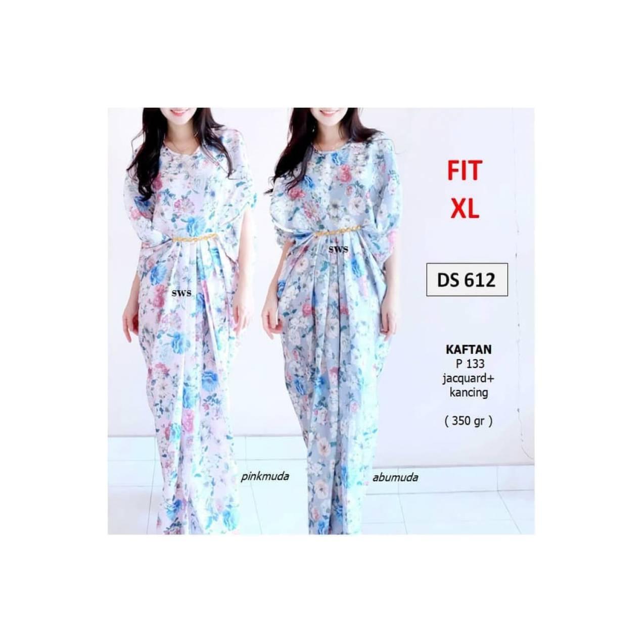 SEDS612 - KAFTAN MUSLIM BUNGA IDUL FITRI BAJU MUSLIM WANITA MODERN