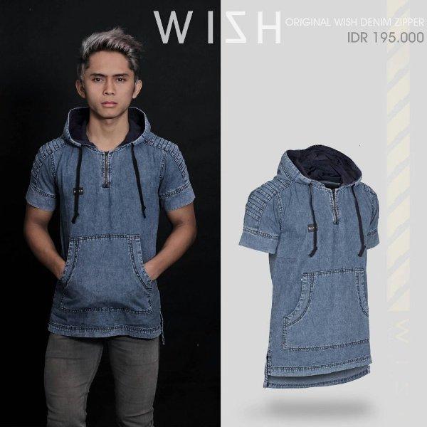 WISH DENIM ZIPPER-HOODIE BIO WASH-BAJU JEANS KEREN-LEVIS SCRAP