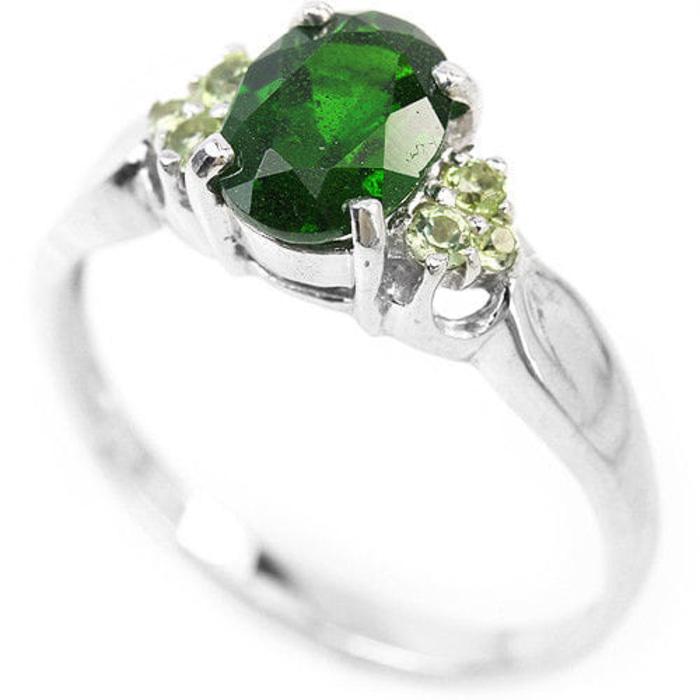 Promo Big Sale Perhiasan Aksesoris CINCIN WANITA NATURAL GREEN DIOPSIDE & PERIDOT ASLI PERAK925 Sz.