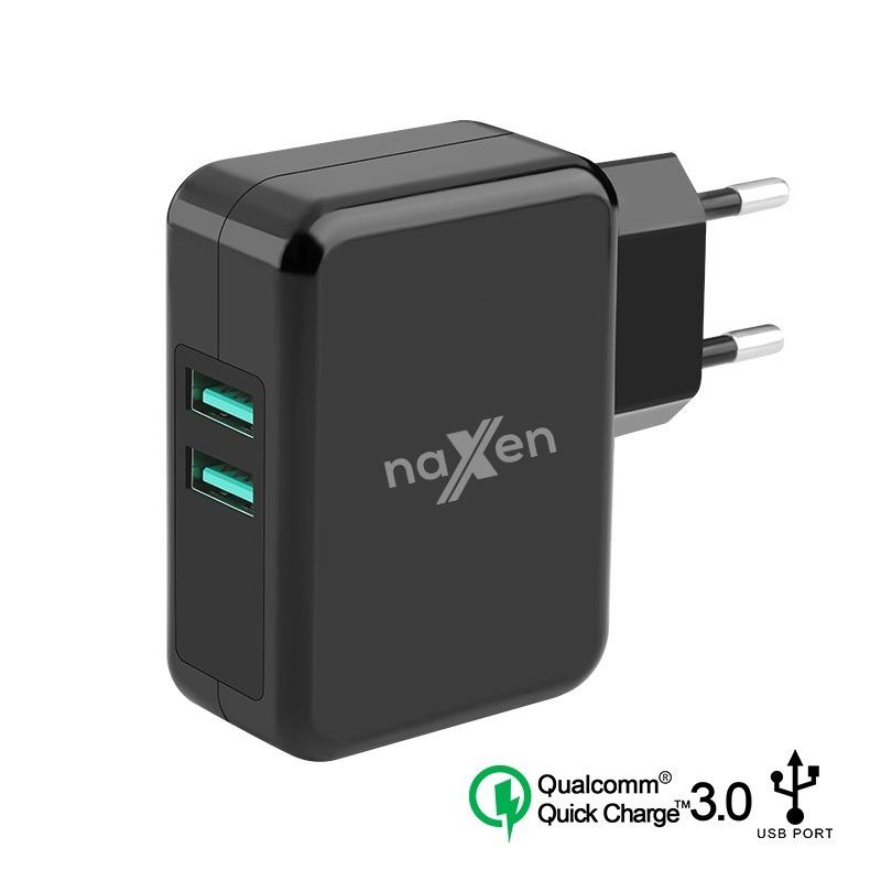 Naxen Qualcomm Quick Charge 3.0 2-Port USBTravel Charger Mobile Phone for iPhone 7 6S Samsung Xiaomi Oppo Vivo QC2.0 Phone