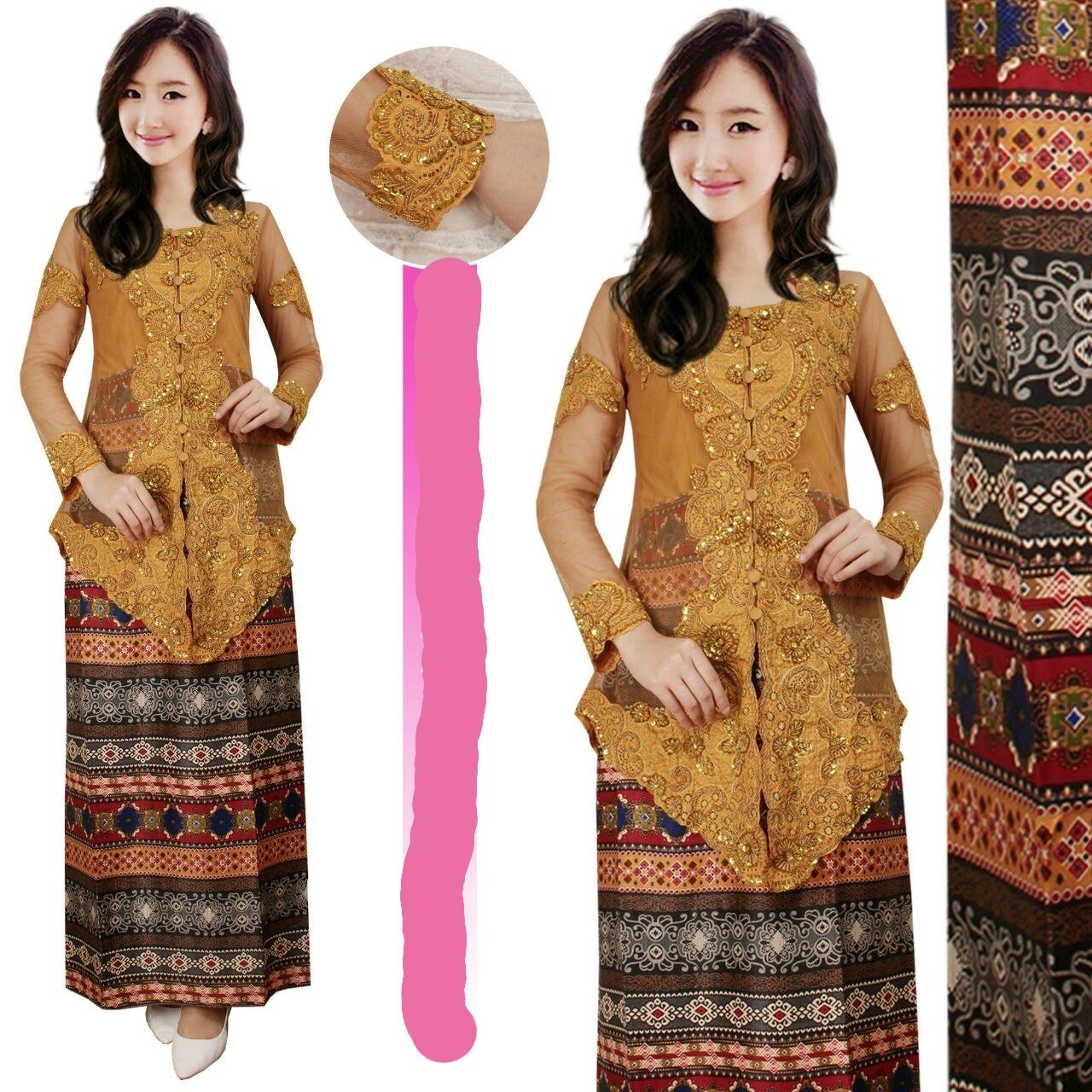STELAN KEBAYA ENCIM MURAH / STELAN KEBAYA PESTA KANCING LURUS WARNA GOLD